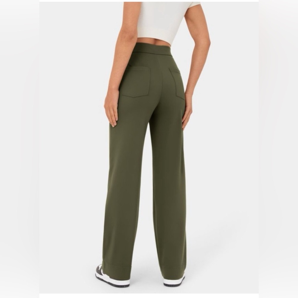 Halara High Waisted Button Multiple Pockets Straight Leg Casual Pants NEW/NWT💚 - Picture 4 of 10